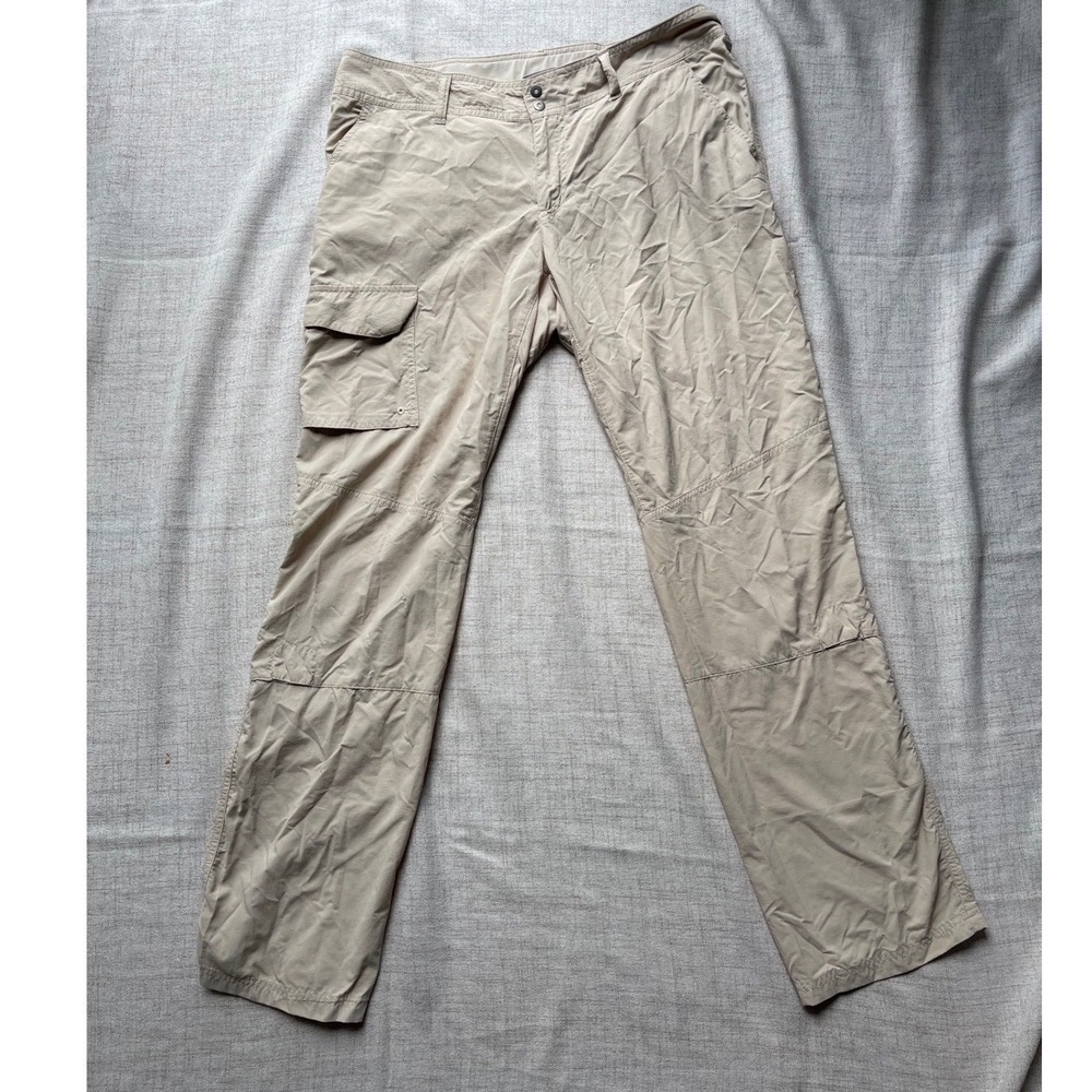 Columbia Omni-Shade Mens Cargo Pants Tan Khaki Hiking Outdoor Trousers 35x31.5